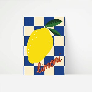 Lemon Art Print | Limoni Italian Fruit Print, Modern Wall Art Poster, Kitchen Wall Decor, Citron Citrus Art Print