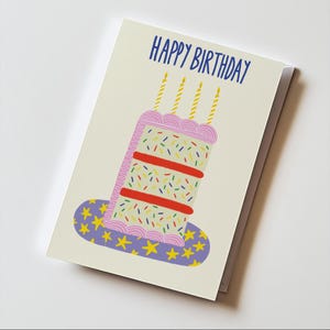 Alles Gute zum Geburtstag Kuchen Stück | Geburtstagskarte, süße Schokoladen Sprinkle Art Friend Niedliche Lustige Karten 13 x 18 cm