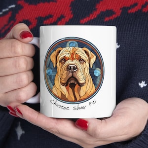 Chinese Shar Pei Coffee Mug, Stained Glass Effect Coffee Mug, Dog Lover Coffee Mug, Chinese Shar Pei Lover Gift, Dog Cup, Dogs Memorial Gift