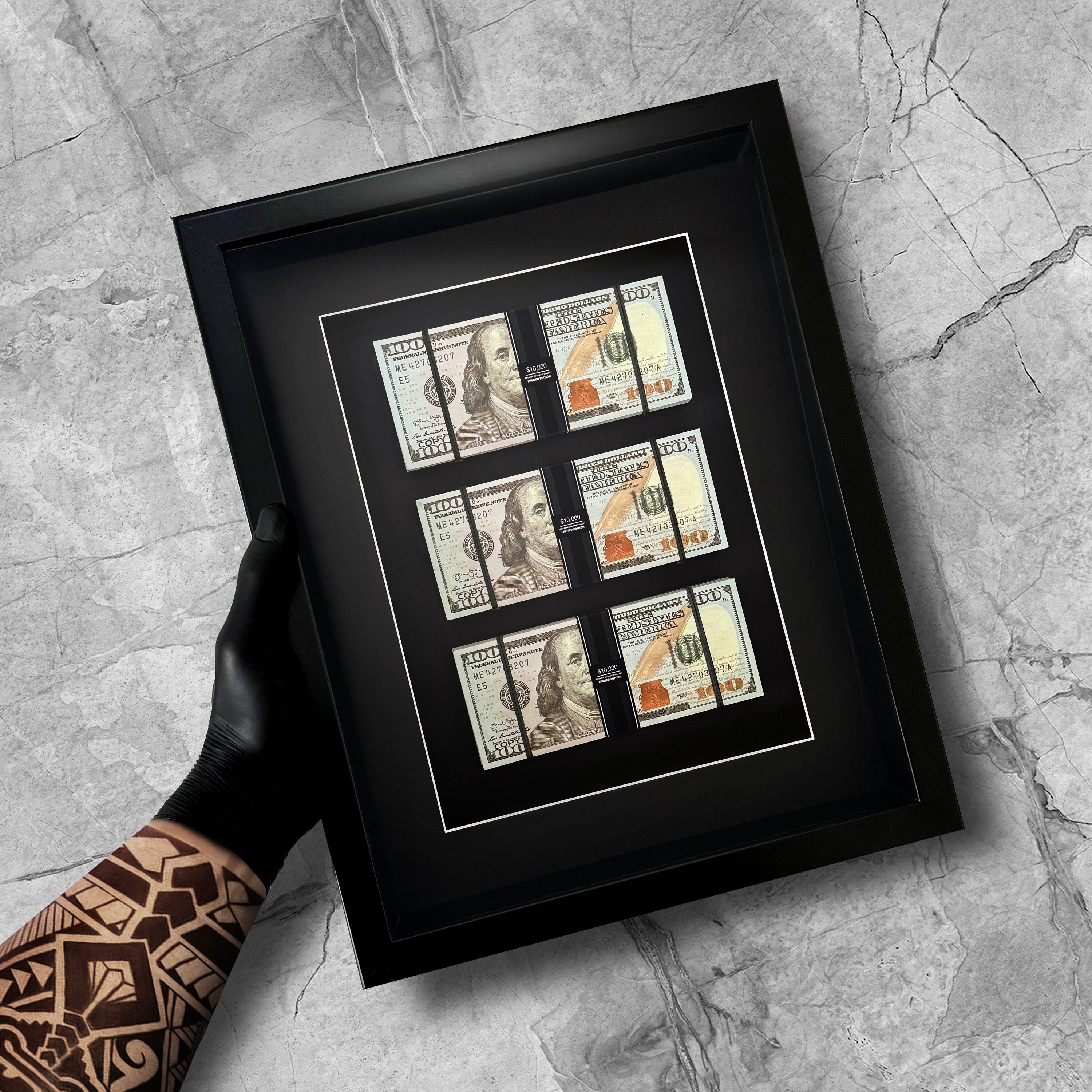 Unique Money Shadow Box, Real Cash Display Frame, Replica Money Art