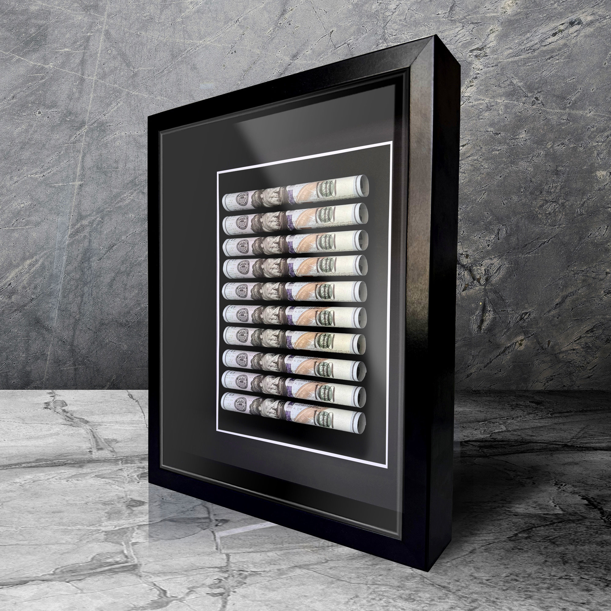 Unique Framed Money Wall Art Attract Wealth Replica Financial Success