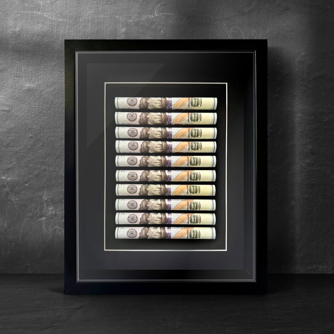 Unique Framed Money Wall Art Attract Wealth Replica Financial Success