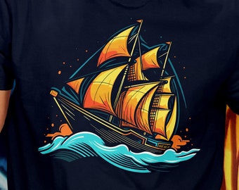 Sailing Adventure Boat Short Sleeve Tee, Sailing Boat Tee, Nautical Sail Shirt, Sea Adventure Shirt, Nautical Tee, Nautical Streetwear, Boat