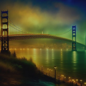 San Francisco California - Mystical San Francisco Bay Bridge at Night Print - *DIGITAL COPY*
