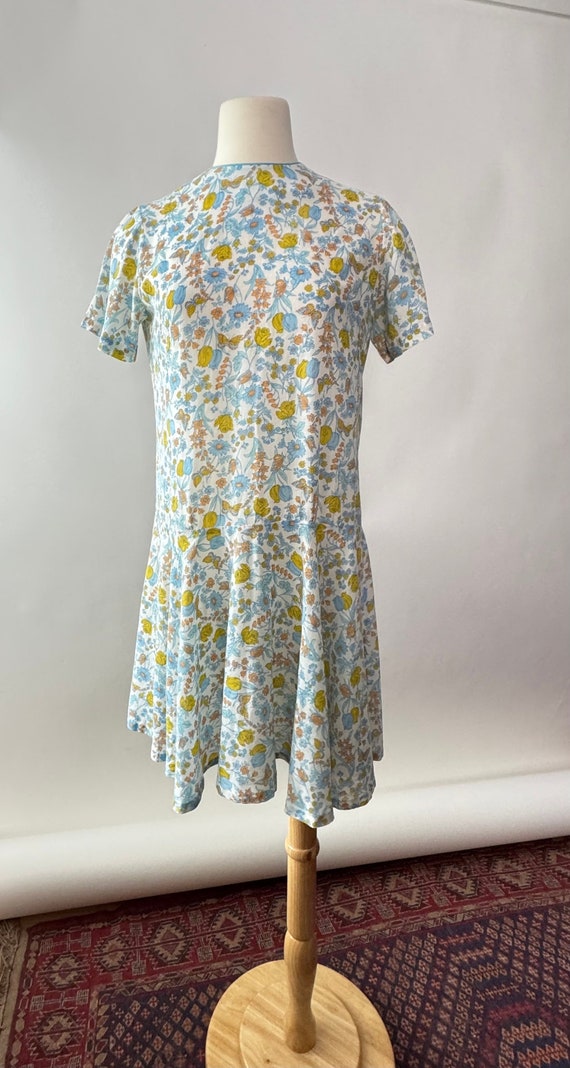 1960s floral drop waist mini dress | 1960s mini dr