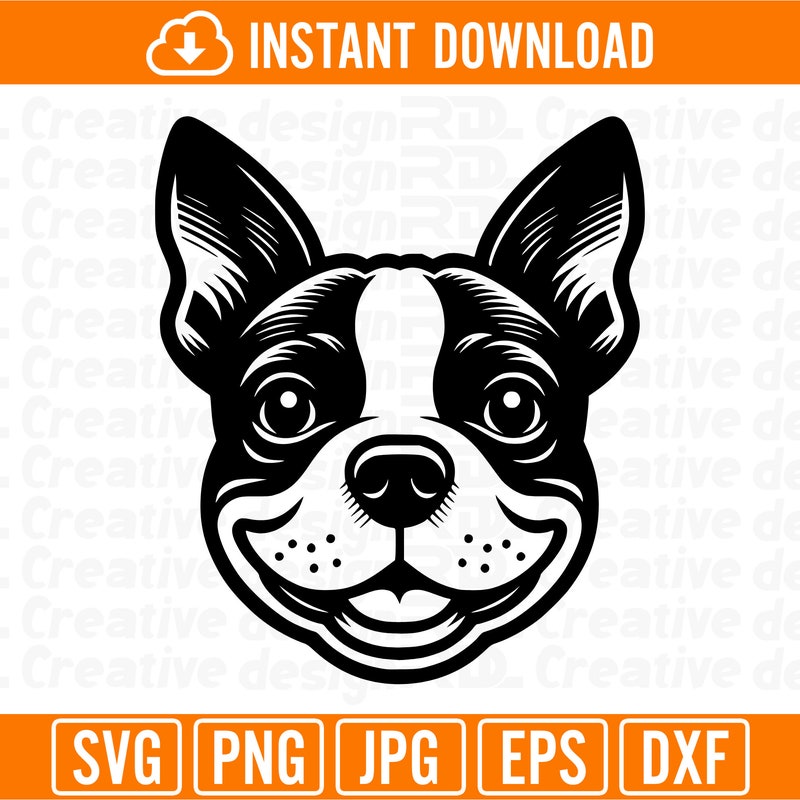 Boston Terrier Svg - Etsy