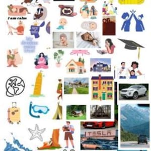 みんなのためのビジョンボードのクリップアート - 大人とティーンのビジョンボードのクリップアート - スクラップブック、将来の計画、目標設定、クラフト