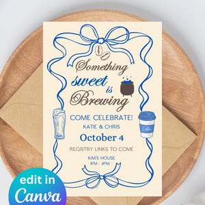 Editable Baby Brewing Invitation Canva Template Gender Neutral Baby Shower Beer Theme Invite Digital Download Instant Access Coffee Theme