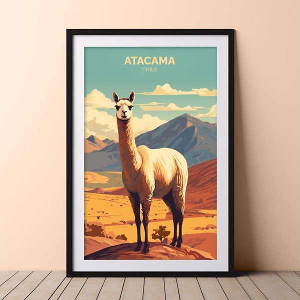Chile Reise Poster Atacama Wüste Wand Kunst Druck Chile Souvenir Wohndeko Atacama Chile Vintage Poster Südamerika Digitaldruck Geschenk
