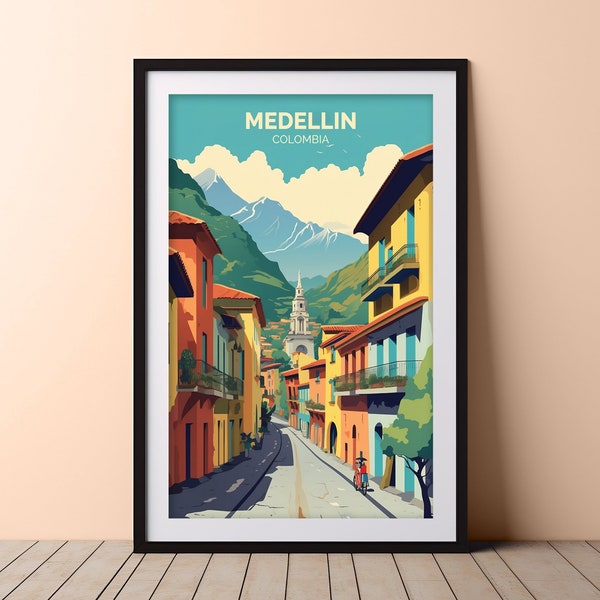 Medellín Reise Poster, Südamerika Reise, Kolumbien Wandkunst, Medellín Reisedruck, Medellín Reise Poster, Vintage Reise Poster, Guatape