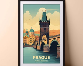 Prague Travel Poster Prague travel print Prague Poster Wall Art Czech Republic Poster Prague art print Prague gifts souvenir Travel Decor