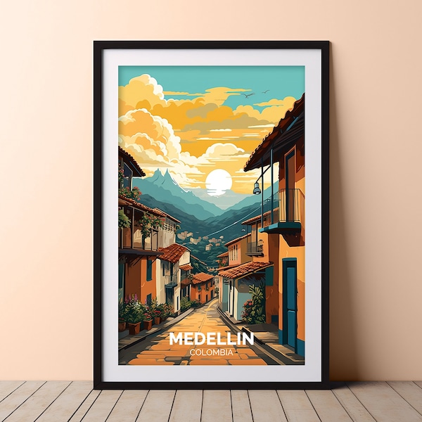 Medellin travel poster, Medellin wall art poster, South America Travel, Colombia Vintage Travel Print, digital download, Colombia, Marinilla