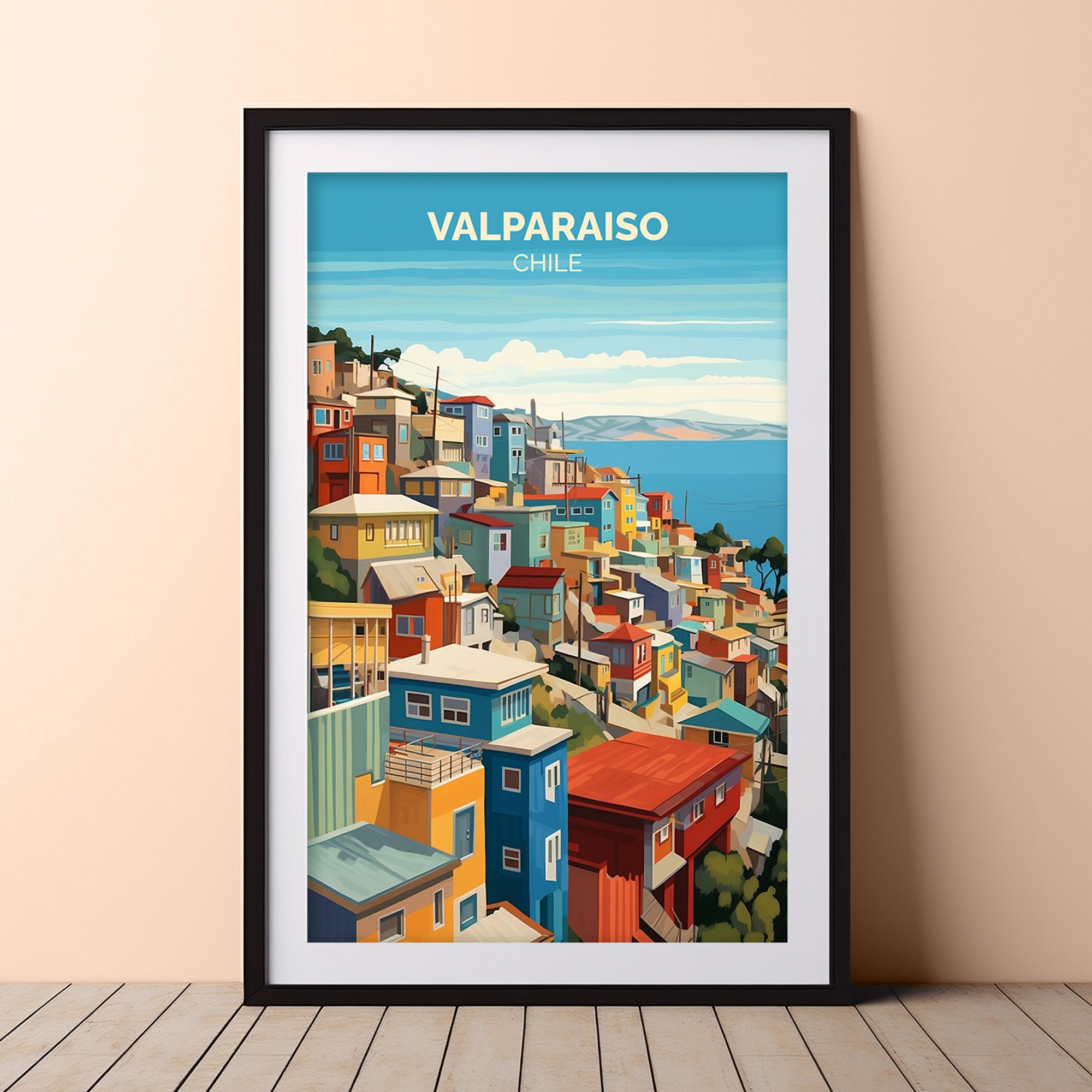 valparaiso poster, valparaiso art print, chile travel poster, valparaiso chile, valparaiso art Valparaíso, digital download, chile wall art
