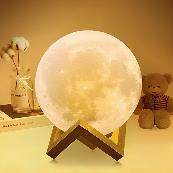 Moonlight Serenity: 3D Printed Moon Lamp with Touch Control and Rechargeable Charm | Home decor | Table Lamp