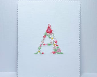 Unframed Floral Nursery Letter Embroidery | Personalized Monogram Keepsake | Custom Embroidered Floral Initial