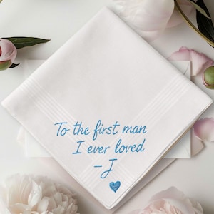 Custom Handwritten Note Embroidered Handkerchief | Wedding Gift for Dad, Mom, Bride, Groom, Keepsake Personalized with Your Handwriting
