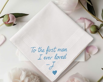 Custom Handwritten Note Embroidered Handkerchief: Personalized Wedding Keepsake
