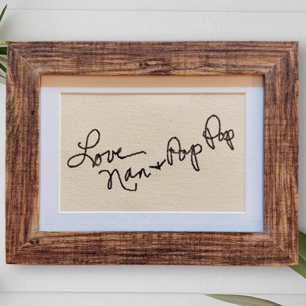 Custom Handwriting Embroidery on Canvas | Personalized Handwritten Note Keepsake | Wedding, Memorial, or Anniversary Gift