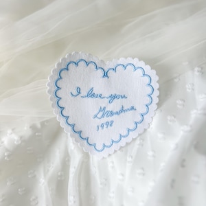 Custom Embroidered Wedding Dress Patch | Handwritten Love Note Keepsake | Memorial Embroidery | In Loving Memory Patch | Something Blue