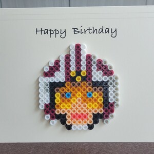 Biglietto di auguri di buon compleanno/design unico con perline fusibili/interno vuoto