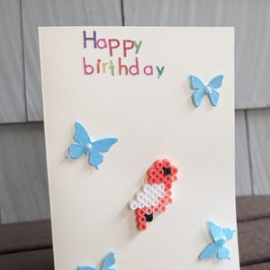 Biglietto con uccello, interno vuoto, design One-of-a-king con perline fusibili