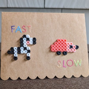 Fast and Slow Karte | Innen leer | Einzigartiges Design mit Fuse Beads
