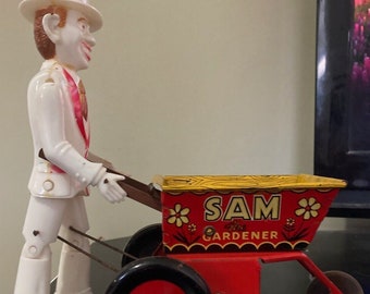 Vintage 1950's Marx Tin Litho & Plastic Wind up Toy Sam the