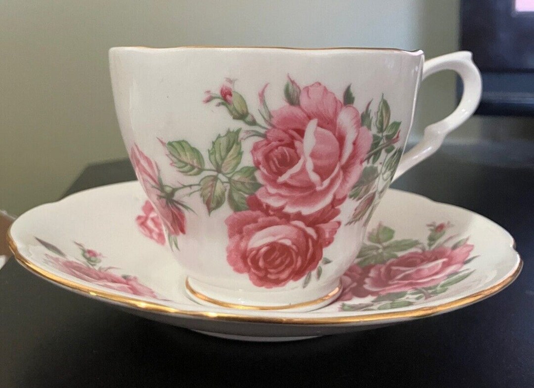 Vintage Collingwoods Teacup and Saucer – Pink Cabbage Rose - Etsy