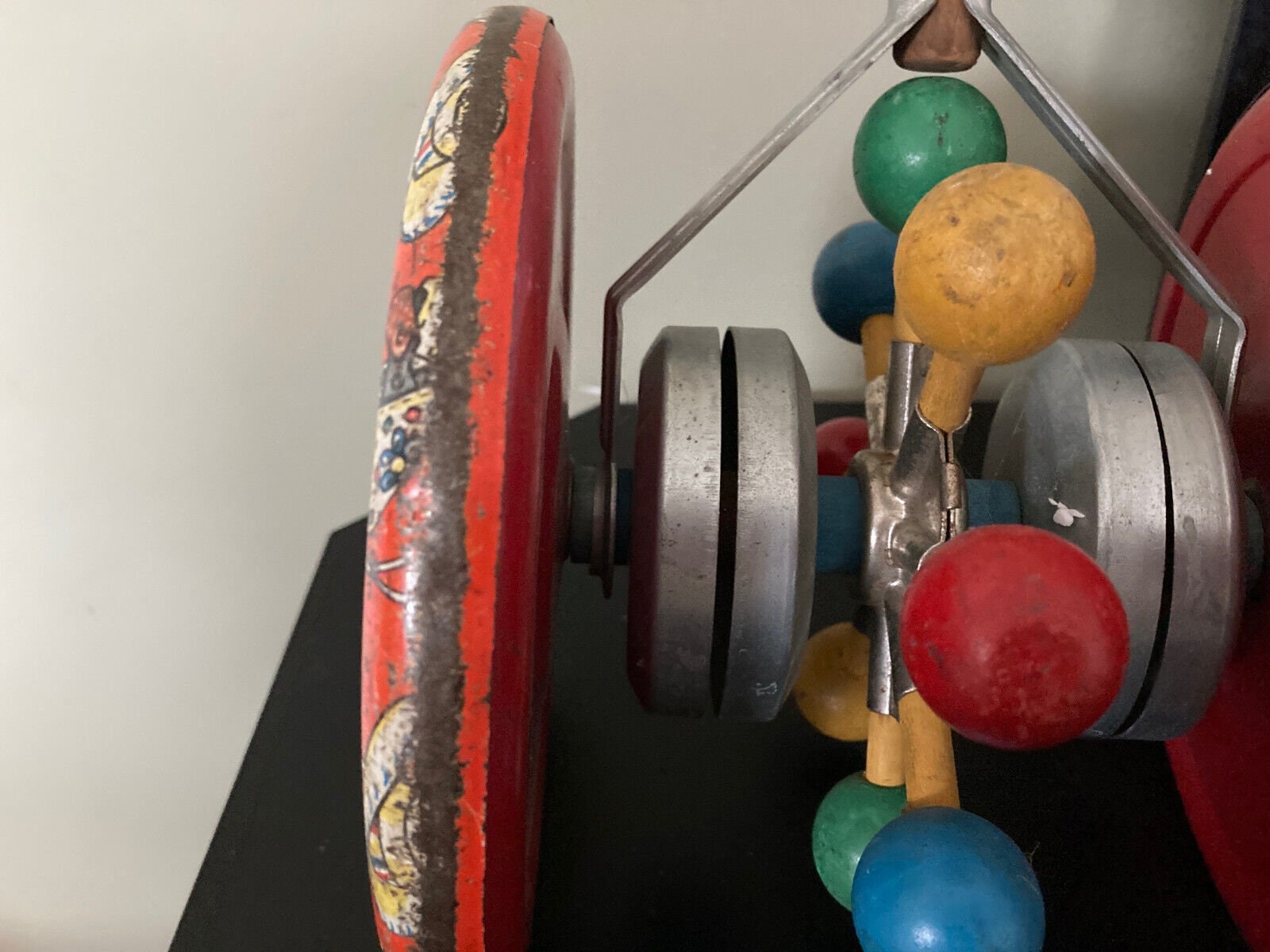 1940's the Gong Bell Mfg Co Cowboy Horse Tin Litho & Wood Push Toy Etsy