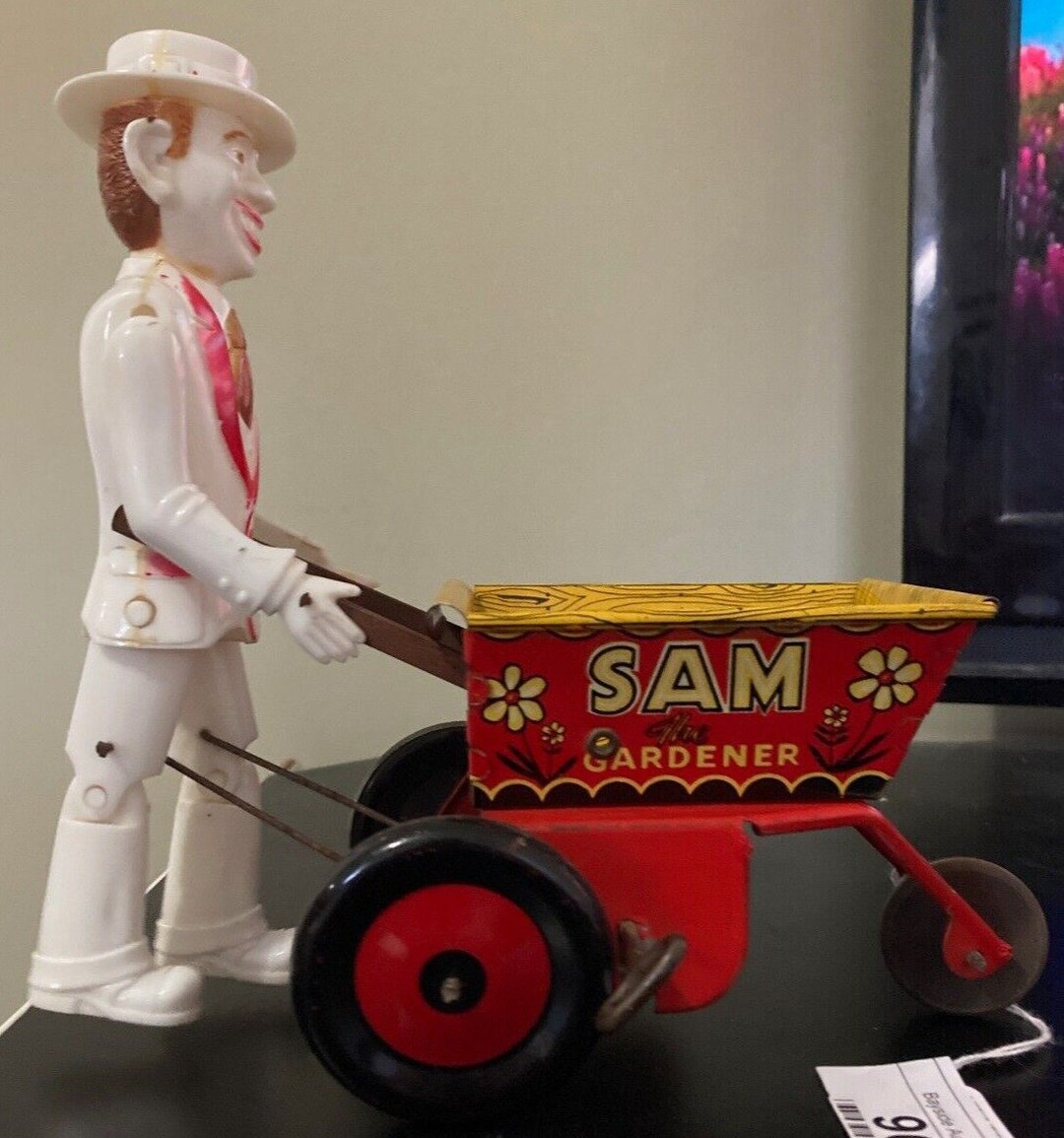 Vintage 1950's Marx Tin Litho & Plastic Wind up Toy Sam the