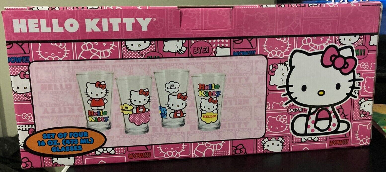 2014 Sanrio Hello Kitty Dinking Glasses Set of Four 16 Oz. - Etsy