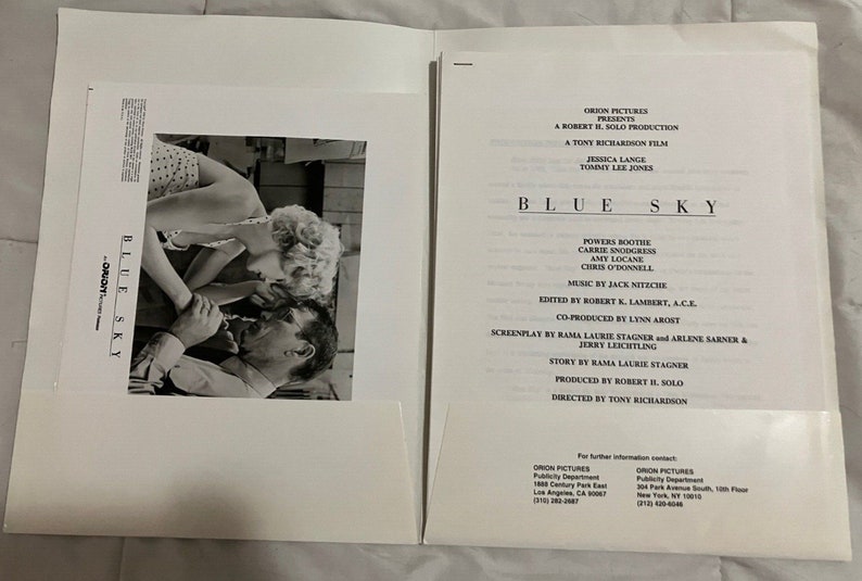 Blue Sky Press Kit – 1994 – Tommy Lee Jones Jessica Lange Chris O ...
