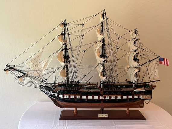 海文堂　機関艤装　昭和38年 USS Constitution Wooden Model Historic Sailing Ship 38.5