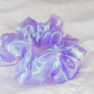 Holographic Purple Scrunchies | 100% Handmade With Organza | Made in USA | Gifts for Her | Christmas party | Roeh collection limited edition