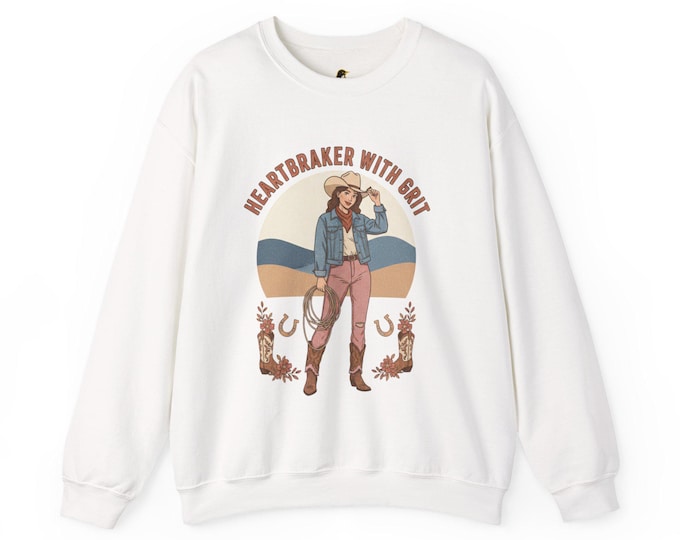Cowgirl Heart Badge cotton-polyester Sweatshirt | Western Charm Valentine