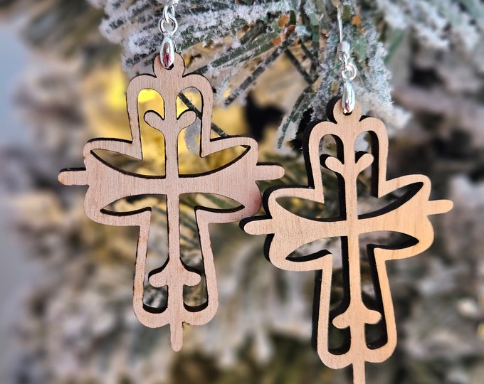 Dangle Earrings - Bohemian Wooden Cross : Handcrafted Eco-Friendly Jewelry for Boho Fashion Lovers