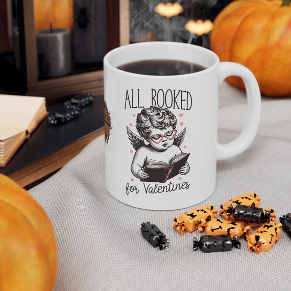 Literary Valentine's Day Ceramic Mug: All Booked For Love
