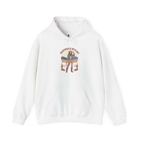 Cowgirl Valentine Poly-Cotton Blend Hoodie | Western, rope heart boot design