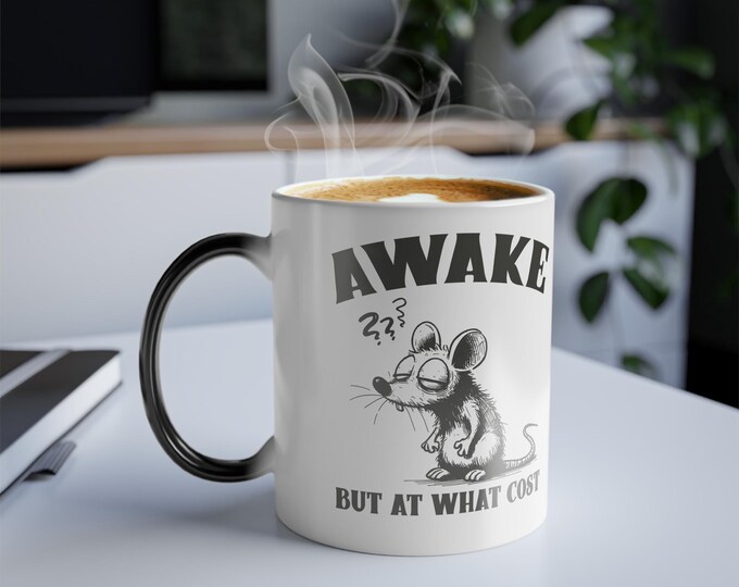 Witty Color-Changing Ceramic Mug: Awake But At What Cost
