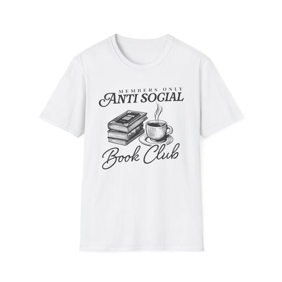 Anti Social Book Club Cotton T-Shirt | Stack of Books and Coffee Graphic