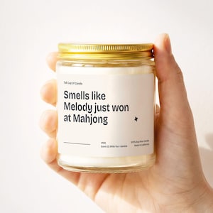 Mahjong Candle Personalized Custom Name Just Won at Mahjong Custom Tile Game Winner Mahjong Lover Gift V1126