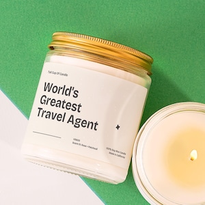 Travel Agent Gift Worlds Greatest Travel Agent Candle Travel Professional Vacation Planner Trip Advisor Travel Industry Thank You Gift V5605