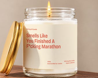 Marathon Runner Candle, Smells Like You Finished a F*cking Marathon, Marathon Card, Gift For Runner, Running Gift, Athletic Gift Box V5058