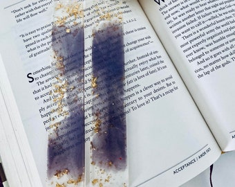 Handmade Resin Bookmark | Lilac Gold leaf Bookmark | Book Lover | Gift | Reading | Bookmark