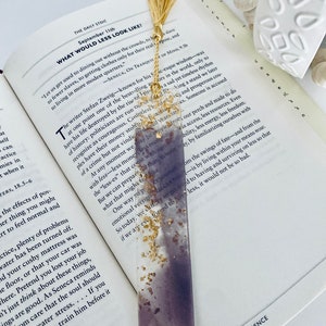 Lilac & Gold leaf Resin Bookmark