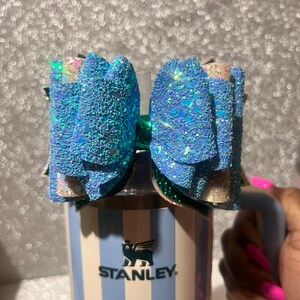Cornflower Cabana Gloss Stripe Stanley Stanley Tumbler Straw Bow