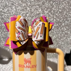 Back To School  / Pencil / School supply Stanley Cup Straw Bow