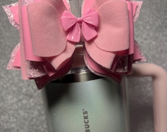 Love shack Fancy - Baby Bow - Pink Peppermint Stanley Cup Straw Bow