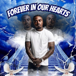 Editable Blue Memorial T-shirt Design: Canva Template (Digital Download)