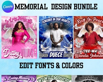 Pacote de Design para Homenagens Póstumas: Modelo Editável de Camiseta para Funeral no Canva (Download Digital)